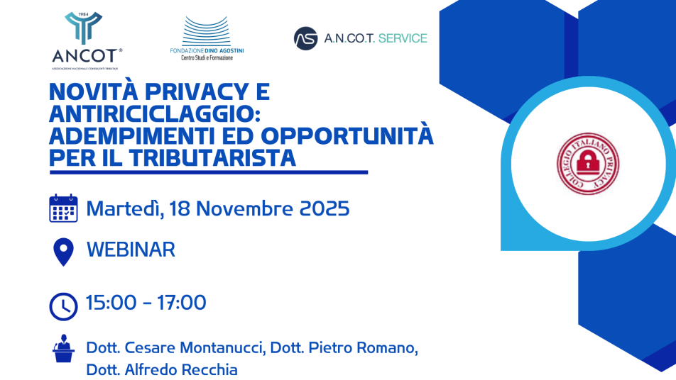 NOVITÀ PRIVACY E ANTIRICICLAGGIO:  ADEMPIMENTI ED OPPORTUNITÀ PER IL TRIBUTARISTA